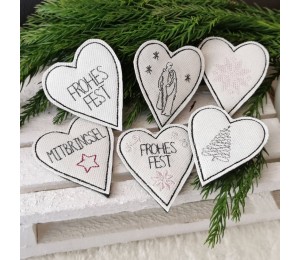Stickserie ITH - Anhänger Weihnachtsherzen